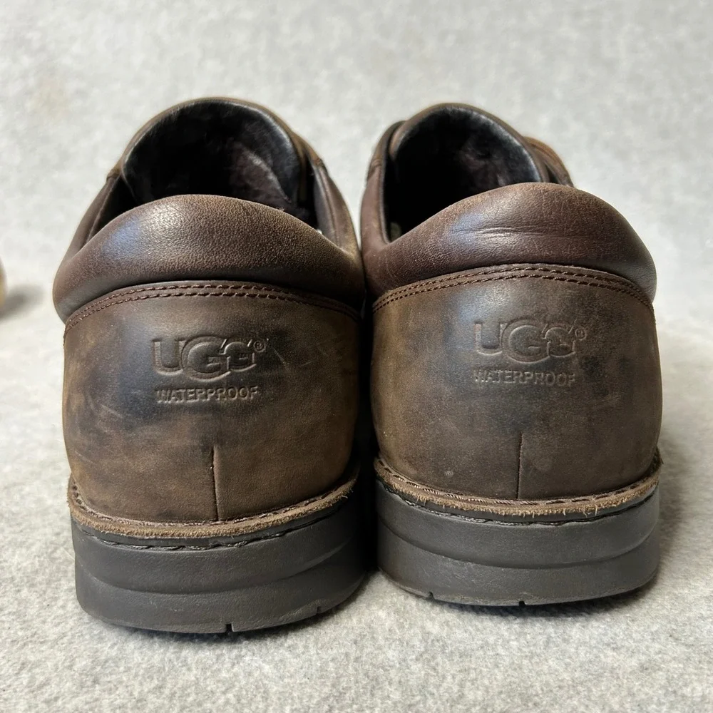 UGG Men's Brown Waterproof Leather Loafers Shoes 14EEE Wide 1009470 EUC Gorpcore